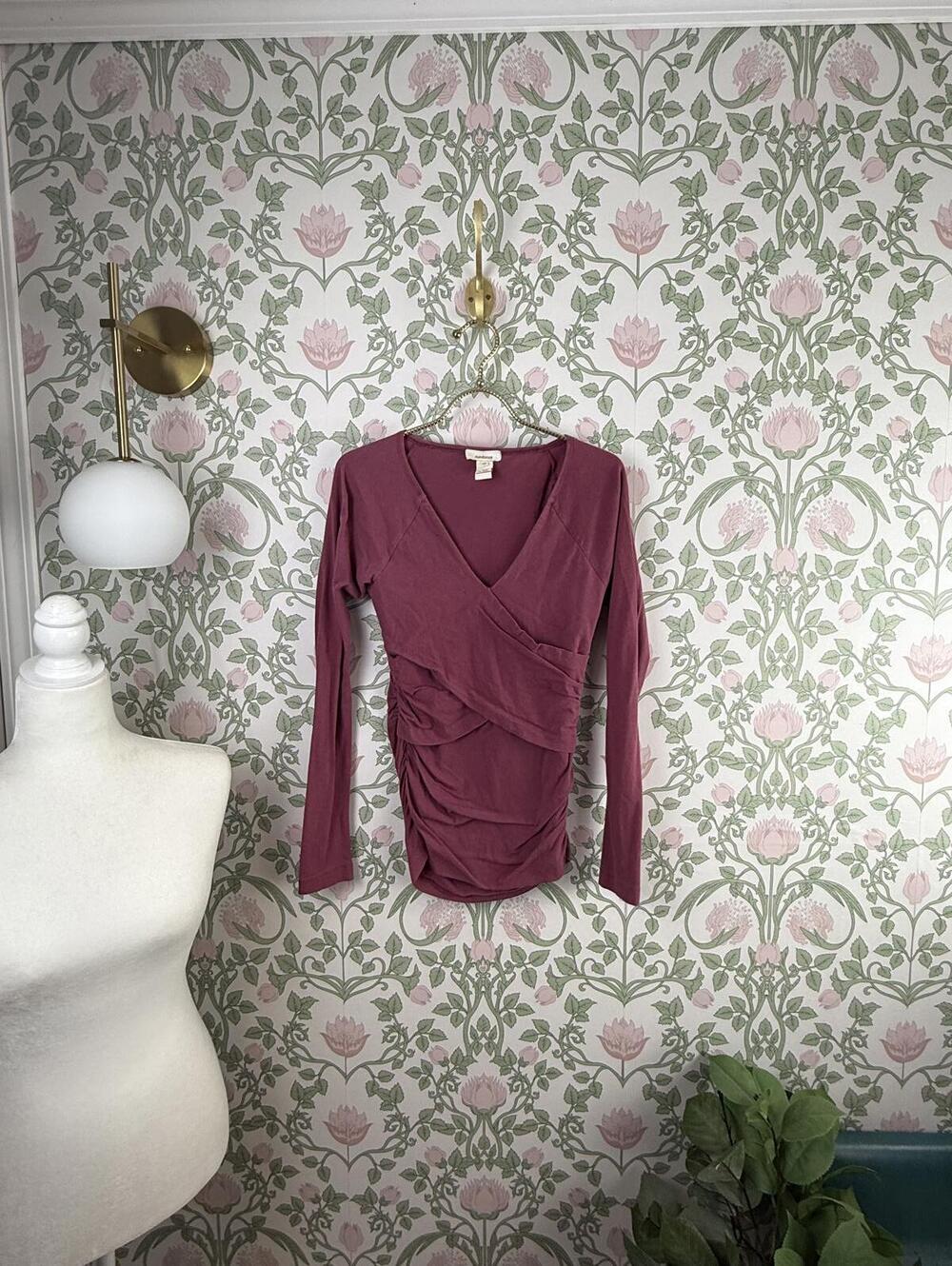 Sundance Vanessa Red Faux Wrap Long Sleeve Top - Size - XS